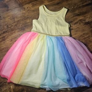 Cat & Jack Yellow Bodice Rainbow Tulle Dress